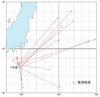 図２　放流地点と再捕地点