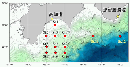 図3 高知県沖海域における観測地点