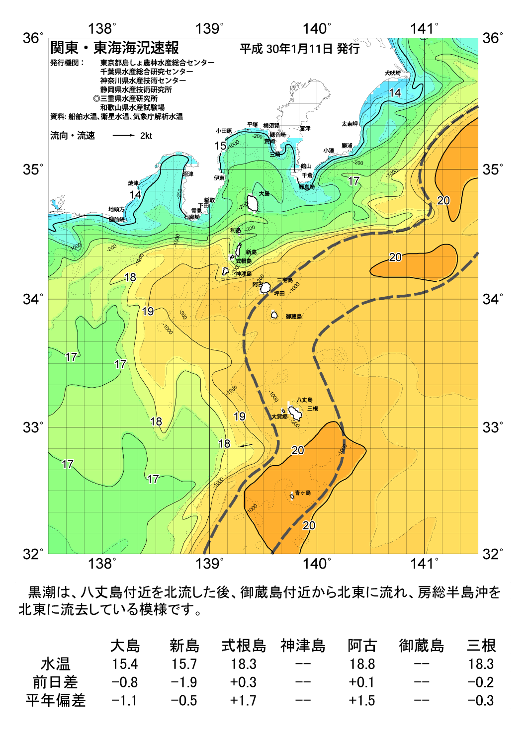 海の天気図18年1月11日 東京都島しょ農林水産総合センター 海の天気図18年1月11日 東京都島しょ農林水産総合センター