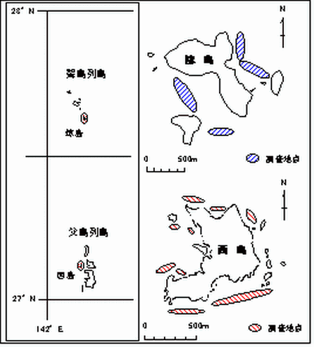 図1 嫁島と西島の調査地点