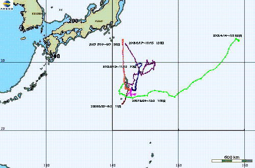 図1　メカジキの移動経路