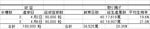 表2 種苗生産結果