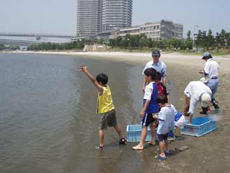 採集個数の計測を終えるまで残った子供らと採集貝を海に戻しました。