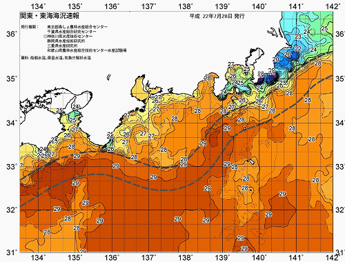 図1 関東・東海海況速報(平成22年 7月28日)