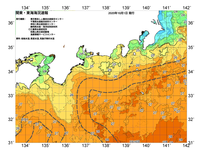 広域版海の天気図2020年10月1日