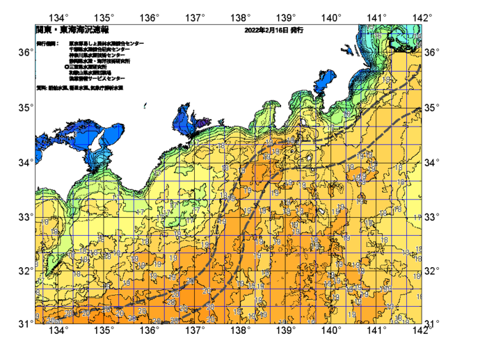 広域版海の天気図2022年2月16日