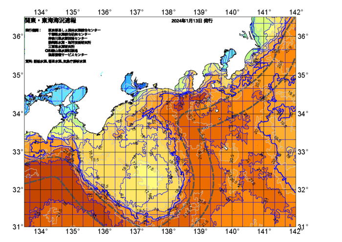 広域版海の天気図2024年1月13日