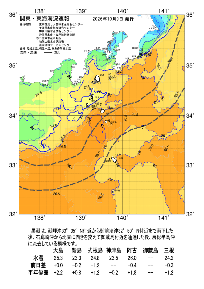 海の天気図2026年10月9日 | 東京都島しょ農林水産総合センター